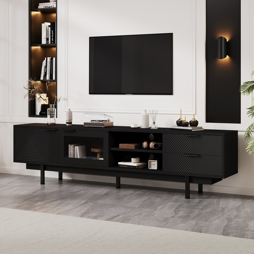 200cm unit black stand - black, tv