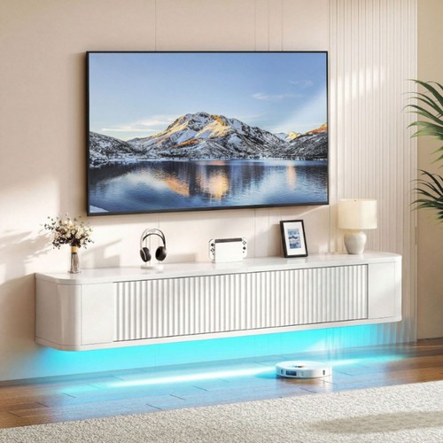 White gloss floating stand - white,