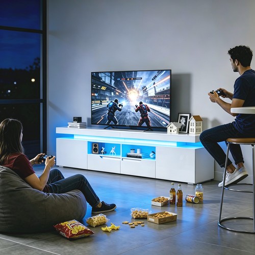 200cm high gloss white - gloss, tv